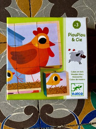 Puzzle de Cubos de Madera Djeco PiouPiou & Cie