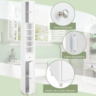 Mueble Armario Columna Baño COSTWAY JV10766WH