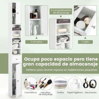 Mueble Armario Columna Baño COSTWAY JV10766WH