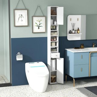 Mueble Armario Columna Baño COSTWAY JV10766WH