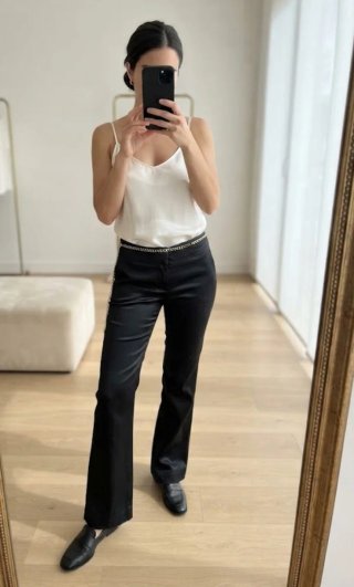 Pantalón campana elástico negro