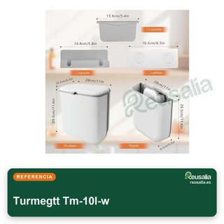 Cubo basura colgante cocina 10L con tapa