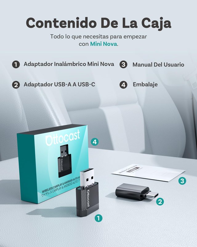 Ottocast Mini Nova 2 en 1 CarPlay Android Auto