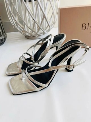 Sandalias de Cuero Plateadas Bimani