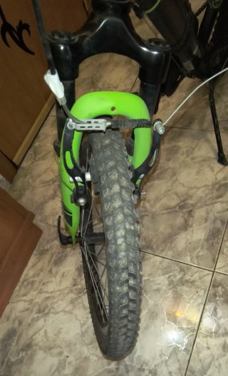 Bicicleta infantil negra y verde