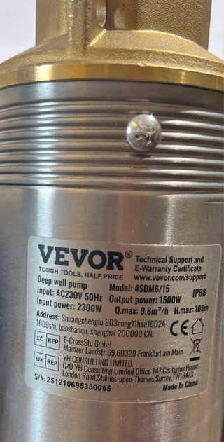 Bomba Sumergible VEVOR 1.5KW