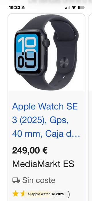 Apple Watch SE 3 (2025) GPS 40mm Bateria 100