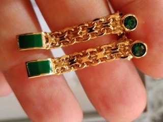 Pendientes vintage oro y esmeralda