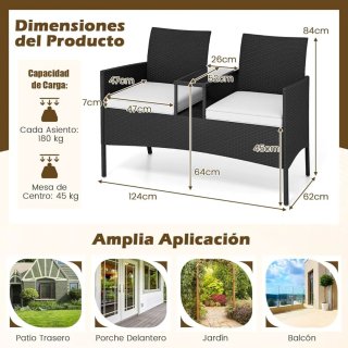 COSTWAY Banco da Giardino con Tavolo Integrato
