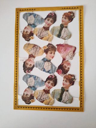 Lámina antigua de cromos troquelados