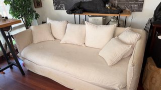 Sofá de 3/4 plazas de lino blanco Maison du Monde