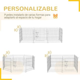 Parque Perros 8 Paneles Plegable con Puerta