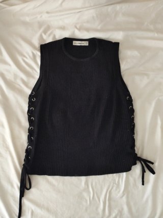 Top Negro Zara con Cordones Laterales
