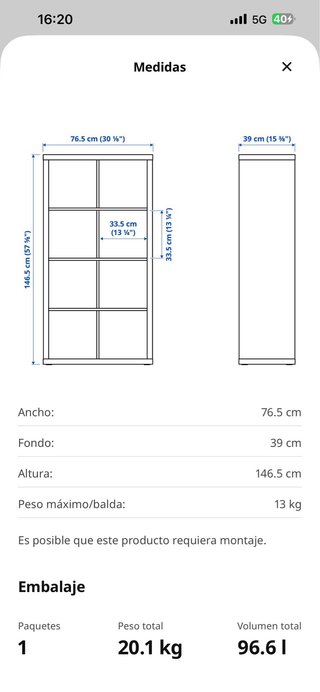 Estantería / mueble de madera de 8 compartimentos