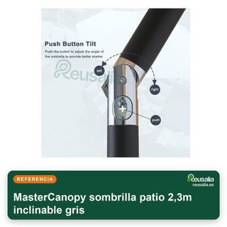 MasterCanopy sombrilla patio 2,3m inclinable gris