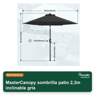 MasterCanopy sombrilla patio 2,3m inclinable gris