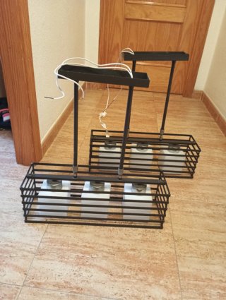 Mesa cristal y mármol + 6 sillas comedor