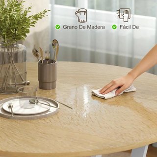 Mesa Comedor Redonda 90cm 2 Personas Nat/Blanco