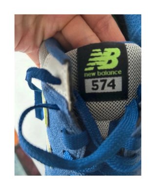 Zapatillas New Balance 574 azul y gris  verde flúo