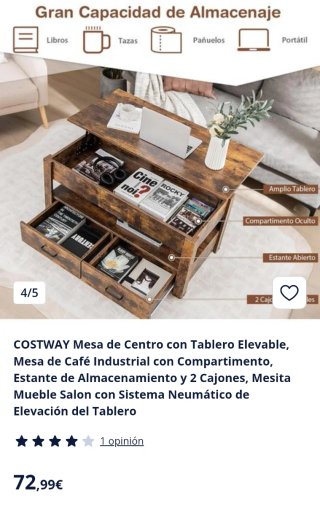 COSTWAY Mesa de Centro con Tablero Elevable