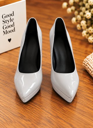Nuevos. Zapatos de tacón gris 12 cm mujer