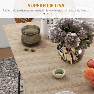 Mesa Cocina Plegable 2 Alas con Ruedas Natural