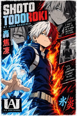 Póster A3 My Hero Academia (Shoto, Bakugo, Izuku)