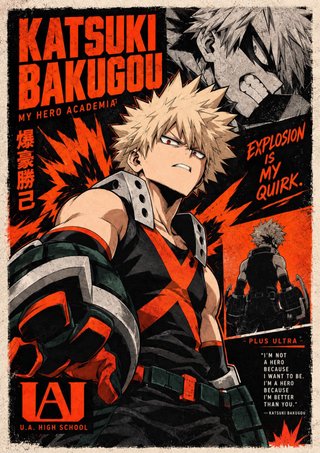 Póster A3 My Hero Academia (Shoto, Bakugo, Izuku)