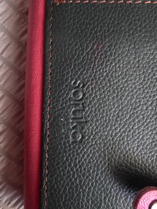 Monedero bicolor naranja y rosa