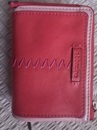 Monedero bicolor naranja y rosa