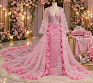 Vestido de fiesta largo rosa