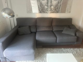 Sofá chaise longue gris de tela
