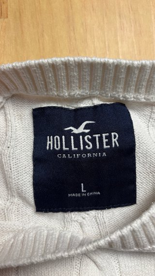 Jersey Hollister de punto trenzado blanco