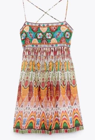 Vestido Zara bordado talla XS