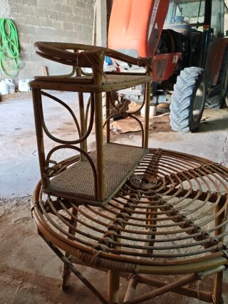 Conjunto Vintage de Caña y Ratán