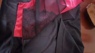 Vestido de fiesta bicolor rojo y negro