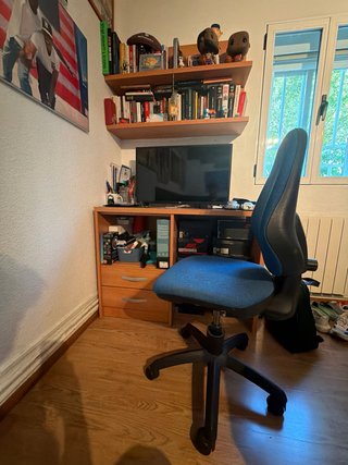 Escritorio + silla ordenador + estanterias libros