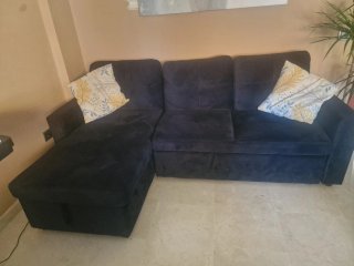 Sofá Cama Chaise Longue Negro
