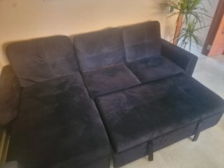 Sofá Cama Chaise Longue Negro