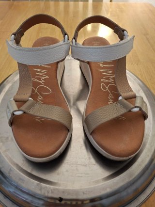 Sandalias de piel My San beige y blanco