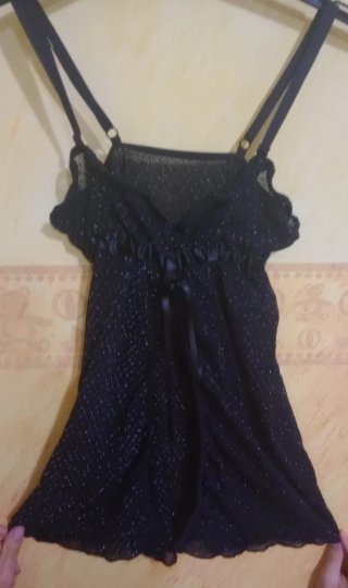 Picardías negro brillante