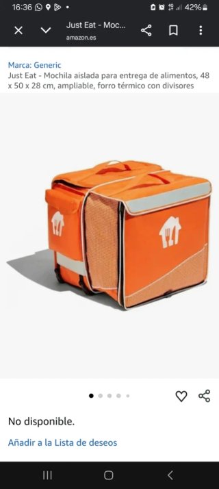 Mochila de Reparto Just Eat nueva + chubasquero