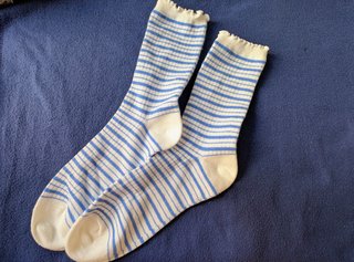 Calcetines algodón rayas azul/blanco talla única