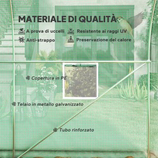 Invernadero tipo túnel con protección UV, 6 ventan