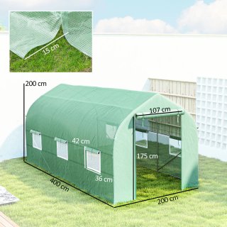 Invernadero tipo túnel con protección UV, 6 ventan