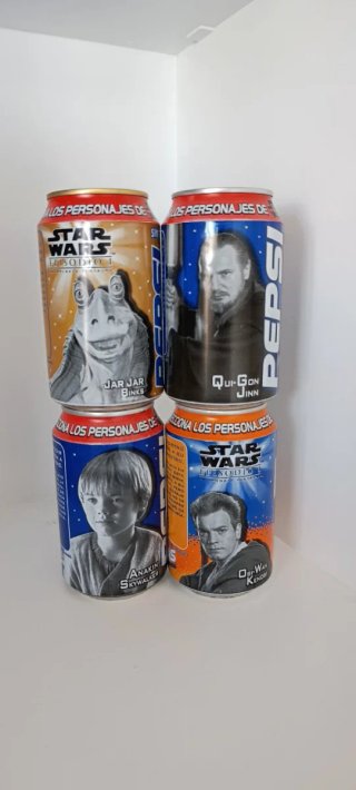 Set 5 Latas Colección Star Wars 1999 y Coca-Cola