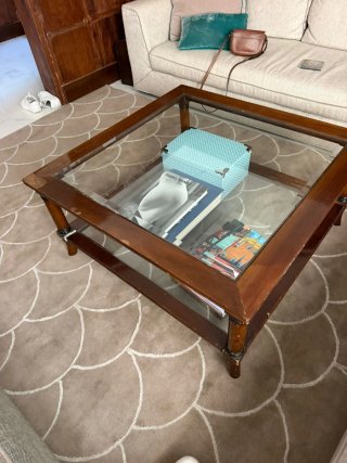 Mesa de centro cristal y madera (negociable)
