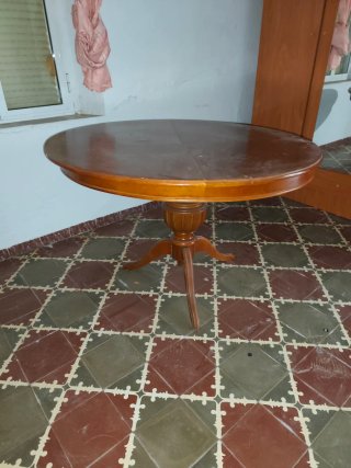 Mesa redonda madera y cristal