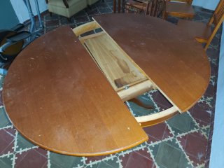 Mesa redonda madera y cristal