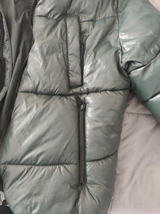Cazadora Acolchada Zara Verde Metalizado